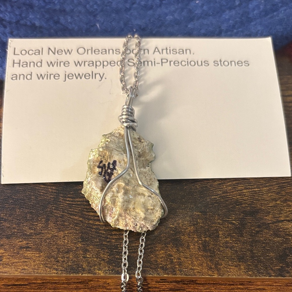 Artisan Wire Wrapped Stone Pendant Necklace